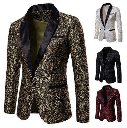 【C&l】 Jacket Tuxedo Jacket Lapel One Button Stylish Floral Blazer Suit ...