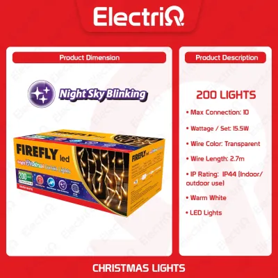 Electriq l Firefly Bright LED Christmas Curtain Lights Water Resistant Warm White 200 and 400 Lights