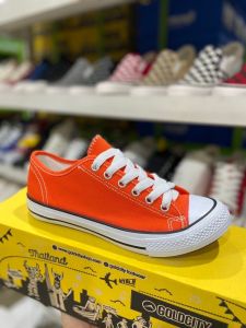 L รองเท้าผ้าใบโกลด์ซิตี้(Gold city) รุ่น1207 ทรงคอนเวิส สี ครีมดำ/ดำขาว/ฟ้า/ชมพู/แดง/น้ำเงิน/ส้มไซส์ (Size) 37-45
