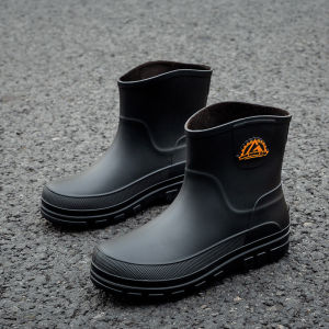 Short Tube Mens Rain Boots Waterproof Shoes Anti Slip Rain Boots New Wear-Resistant Casual Rubber Shoes