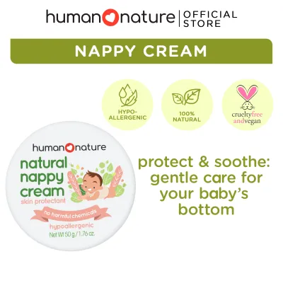 Human Nature 100% Natural Baby Nappy Cream / Hypoallergenic Mild and Gentle Cream Skin Protectant (No Harmful Chemicals)