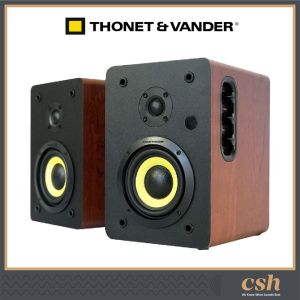 THONET & VANDER Vertrag Cinema 2.0 Active / Powered Bluetooth Speaker (Brown) 4" Cane Lignin Woofer  | Optical | German Technology