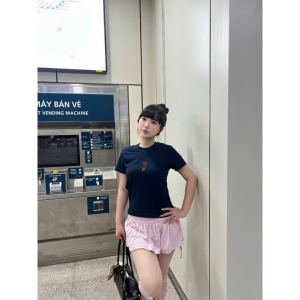 Áo Thun Nữ Babytee 250gsm Hoa Tulip Cổ Tròn Tay Ngắn