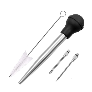 Stainless Steel Turkey Baster Tool Set Marinade Injector Needle and Cleaning Brush Thanksgiving Accessories for Cooking