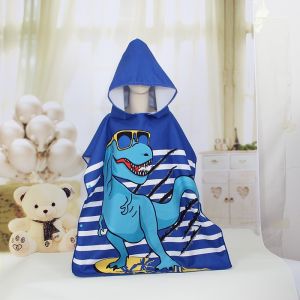 Khăn choàng tắm đi bơi đi biển chống lạnh cho bé khi lên bờ kèm nón trùm đầu kích thước 60x120cm Subu Kids