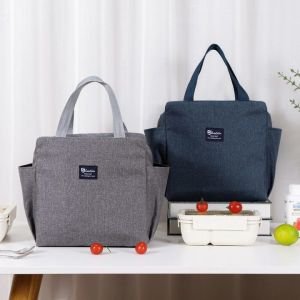 Fashionable Waterproof Insulation Canvas Lunch Bag Insulation Bag Double Pocket Thermal Bag Lunch Bag Foldable Insulated Lunch Bag Lunch Tote Bag