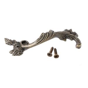 Striped Leaf Carved Kitchen Cabinet Drawer Pull Handle Door Knobs Bronze Tone