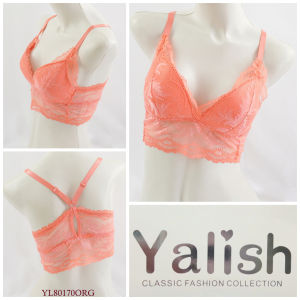 Bra Wanita Tanpa Kawat YALISH Full Cup Busa Tipis Bralette Mix Hias Lace Pakaian Dalam Underwear YL80170