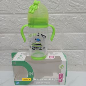 Minitree Botol Susu Bayi Karakter Teddy Bear Beruang Wide Neck Karet Lebar 330ml Untuk Usia Bayi 6 Bulan Keatas Baby Feeding Bottle Model Unik Lucu Tutup Bentuk Hewan Bahan PP Tebal Berkualitas Sudah BPA Free Antipecah dan Bisa Direbus