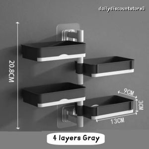 Rotating Soap Box Rack 1/2/3/4 Layer Thickened Wall Hanging Drain Bathroom shampoo sabon Holder