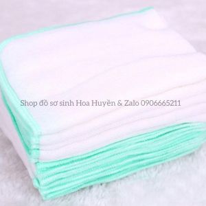 Sét 10 Khăn sữa bé sơ sinh vải gạc 100% cotton mềm mịn không xù lông loại 3 lớp KT 25x35cm và 25x25cm