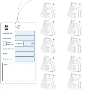 Oil Change Labels with Wire Attachment & Easy To Write Surfaces Oil Service Labels Oil Inspection Labels for Car Maintenance