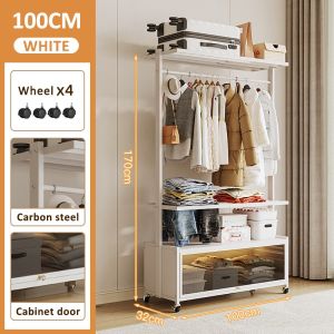 Lifinity 55-100Cm Móc Treo Quần Áo Đa Năng Có Tủ Điều Chỉnh Được Độ Cao Có Bánh Xe Cửa Acrylic Chống Bụi Với Chốt Từ