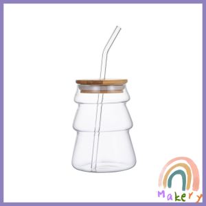 Makery Creative Tree Shaped Coffee and Tea Glass Cups Heat Resistant Christmas Gift Mug