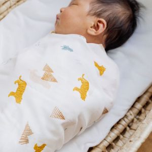 Le Petit Society Organic Newborn Baby Swaddle - Tiger