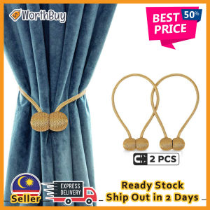 Worthbuy Magnetic Pearl Ball Curtain Tiebacks Clip Braided Buckle Rope for Home Window Pengikat Langsir [1PC]