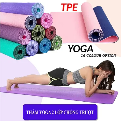 [HÀNG ĐẸP] -THẢM TẬP YOGA - GYM- THỂ DỤC TPE 2 LỚP SIÊU BỀN CHỐNG THẤM CHỐNG TRƠN TRƯỢT BẰNG CAO SU NON - THẢM TẬP YOGA 2 LỚP DÀY 6MM KHÔNG MÙI