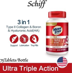 Move Free Joint Ultra 3X Triple Action Joint Supplement 75 Tablets Glutathione Glucosamine Collagen Hyaluronic Acid EXP:2027