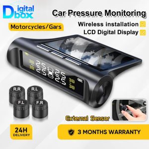 Tire Pressure Monitoring System TMPS IP67 Solar Charging Wireless 4 Sensors for 12V Vehicles Real-time Monitoring High/Low Pressure Alarm Dual Charging (USB/Solar) ±0.1 BAR Accuracy