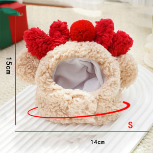 Christmas Pet Santa Hat Costume Set Cute Cat Dog Antler Headdress with Drool Towel Outfit