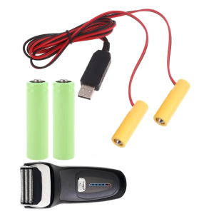 Universal 2 in 1 USB Power 3V LR6 Eliminators Replace 2Pcs 1.5V LR6 for LED Light Electronic Toy