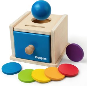 Coogam Wooden Montessori Coin Color Shape Sorting Matching Baby Toys 2-in-1 Drop Object Permanent Toddler Educational Learning Toy Gift