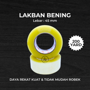 Lakban Bening 200 YARD. Lebar 45 mm. Tebal 45 mikron. OPP Tape. Lakban kuat lakban kualitas bagus lakban murah lakban packing lakban olshop packing tape lakban tebal jual lakban malang lakban termurah lakban jawa timur COD gratis ongkir