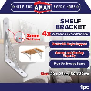 L Bracket White Coat Shelf Bracket Wall Shelf Shelving Wall Mount Rack Racking Support Iron L Sesiku L Dinding 40cm 50cm