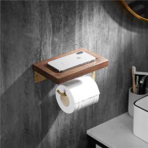 Tissue Holder Wood Walnut Brushed Gold Bathroom Accessories