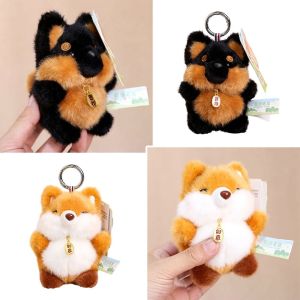 NUBE Multicolor Animal Plush Doll Hairy Cartoon Animal Stuffed Animal Doll Soft Elephant Fox Raccoon Bag Ornament Hanging Pendant