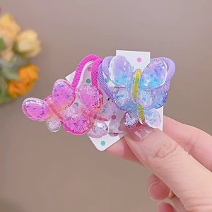 Toddler Girl Sweet Hair Ties Sweet Butterfly Hair Rope Braiding Hair Rings Girl Ponytail Holder Hair Scrunchies 1 Pair