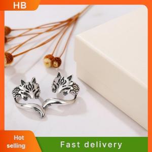 HB New Trendy Fox Shape Clip Earrings For Women Antique Silver Color Ear Cuff Girl Statement Jewelry