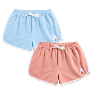 Rolanko 3Pcs Girls Sports Shorts Cotton Summer Contrast Binding Short Pants Kids Bike Running Dancing Gym Beach Shorts 3-14 Years