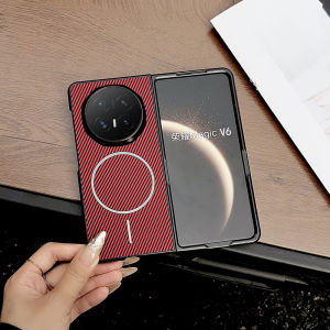 For Huawei Honor Magic V6 Case Hard PU carbon fiber magnetic Wireless charging Protective Back Cover For Magic V6 V5 V3 Shell