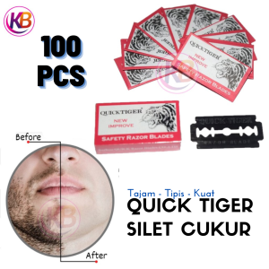 1 Pax (100 Pcs) Pisau Silet Cukur / Quick Tiger / Kelengkapan Mencukur / Silet /Safety Razor Blades / Cod / Keep Blessing