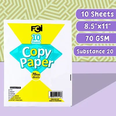 FCI Copy Paper Short Size – Substance 20 | 70 GSM | 10 / 20 / 50 Sheets Per Pack | Multipurpose Paper for School Office & Printing