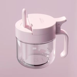 Kitchen Seasoning Jar with Measuring Spoon Moisture Proof Spice Container - Silver Yellow Pink - Transparent Glass Press Lid Measuring Spoon Kitchen Utensil Spice Storage Kitchenware