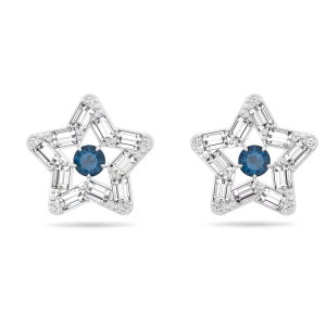💖Swarovski💖Stella silver mixed cut star blue diamond earrings S925 sterling silver womens fashion earrings hypoallergenic non-allergenic Valentines Day gift birthday gift for girlfriend bestie