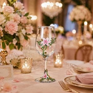 LFPLYQ Exquisite Wine Glass Enamel Transparent Glass Goblet Drinkware Luxury Clear Stemmed Cup Wedding