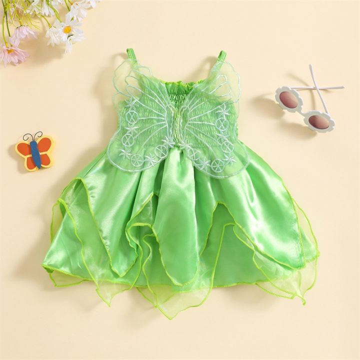 【Forever CY Baby】Toddler Baby Girl Princess Dress Sleeveless Smocked Party  Dress Fairy Costume with Wings