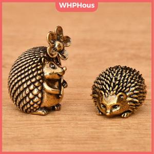 WHPHous Brass Ornament Small Hedgehog Figurines Retro Copper Hedgehog Brass Tea Pet Home Desktop Small Ornament Handicraft Miniatures