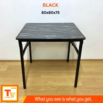 FOLDABLE/FOLDING SQUARE TABLE (60x60 80x80) WITH METAL LEGS (MARBLE BLACK)