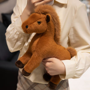 Simulation Cute Horse Plush Doll Brown White Long Hair Animal Horse Plush Toy Home Decoration Birthday Gift For Boys