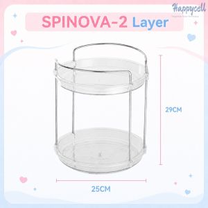 HappyCell SPINOVA 360° Rotating Condiment Organizer Transparent Kitchen Spice Rack Storage Tray