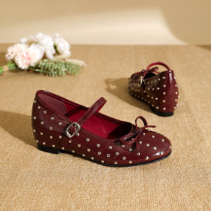 Giày đơn Feng Liya nơ cổ tích 2025 Giày Ballet Flat Mary Jane Bạc Phong Cách Mới Với Pha Lê Lấp Lánh Đầy Đủ Kim Cương