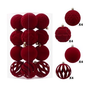 YOUSHI TOP 16PCS Nhựa Những quả cầu Giáng sinh bằng nhung Matte 8CM Quả Cầu Treo Trang Trí Giáng Sinh Lễ hội Màu đơn sắc Đồ trang trí quả cầu Giáng sinh Đồ trang trí tiệc lễ hội