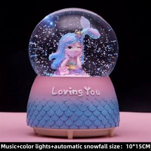 Music Box Hand Cranked Wood Music Box Christmas Gift Octopus Box Crystal Music Box Can rotate