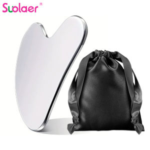 Suolaer Guasha Facial Tool Stainless Steel Gua Sha Face Lift Massage Beauty Metal Skin Care Board Scraping Self Skincare Lymphatic Drainage Massager Lift Anti-Aging & Wrinkles Jawline Exerciser Tools