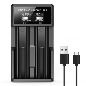 Multifunctional LCD lithium battery charger for business trips and home users. Intelligent identification and automatic judgment of battery type LCD display