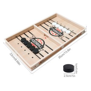 Table Hockey Sling Puck Game Wooden Board Fast Chess Kids Educational Toy 2 Players Set Use